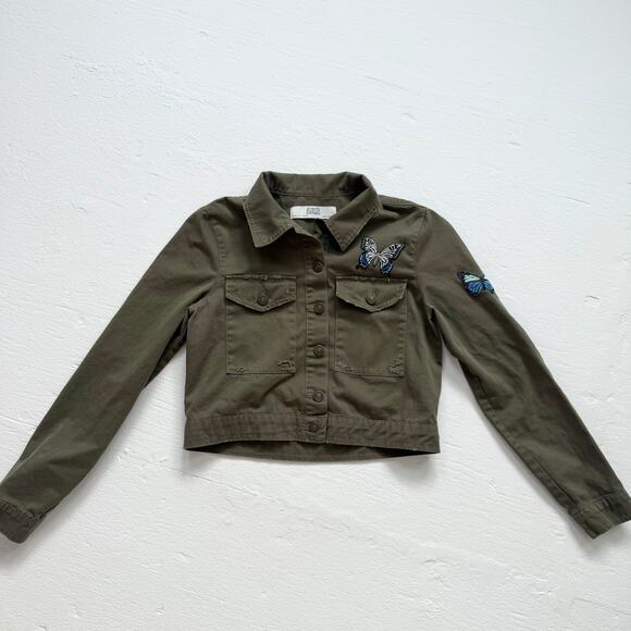 Zara Z1975 Denim Embroidered Butterfly Cropped Jacket, Size Small - Picture 1 of 6